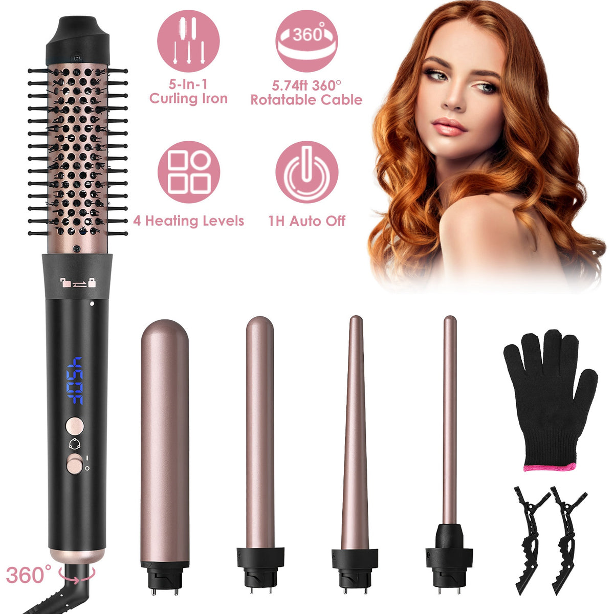 Nuvelia 5-in-1 Curling Wand Set – packaging