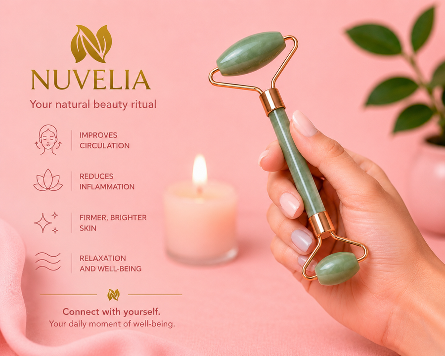 Nuvelia Jade Gua Sha Facial Tool – in use