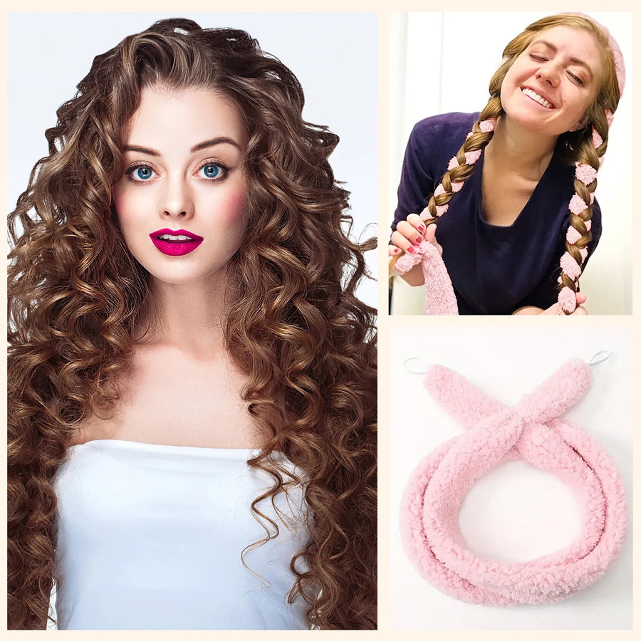 Nuvelia Satin Heatless Hair Curler – in use