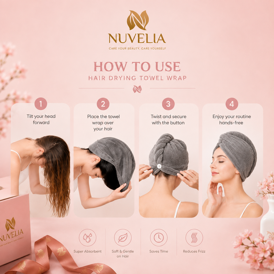 Nuvelia Quick-Dry Hair Wrap, Set of 3 – packaging