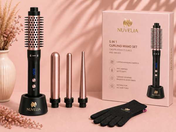 Nuvelia 5-in-1 Curling Wand Set