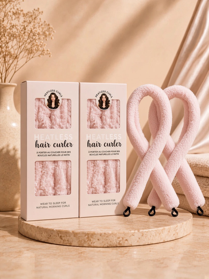 Satin Heatless Hair Curler - Pink