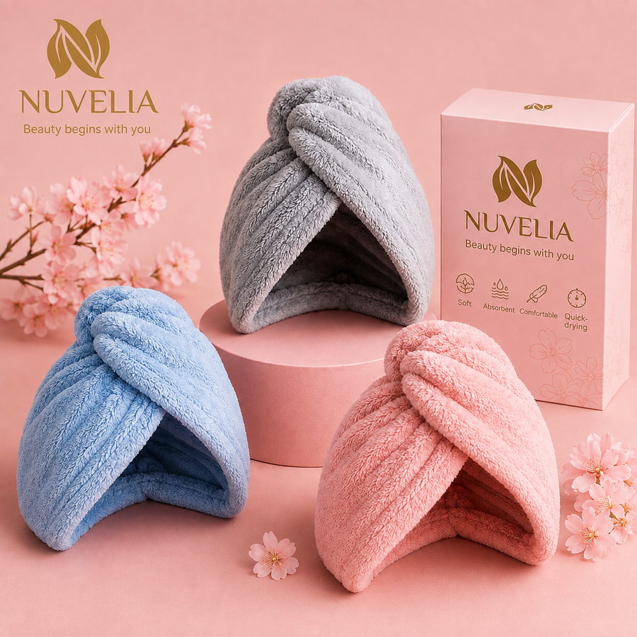 Nuvelia Quick-Dry Hair Wrap, Set of 3 – product photo
