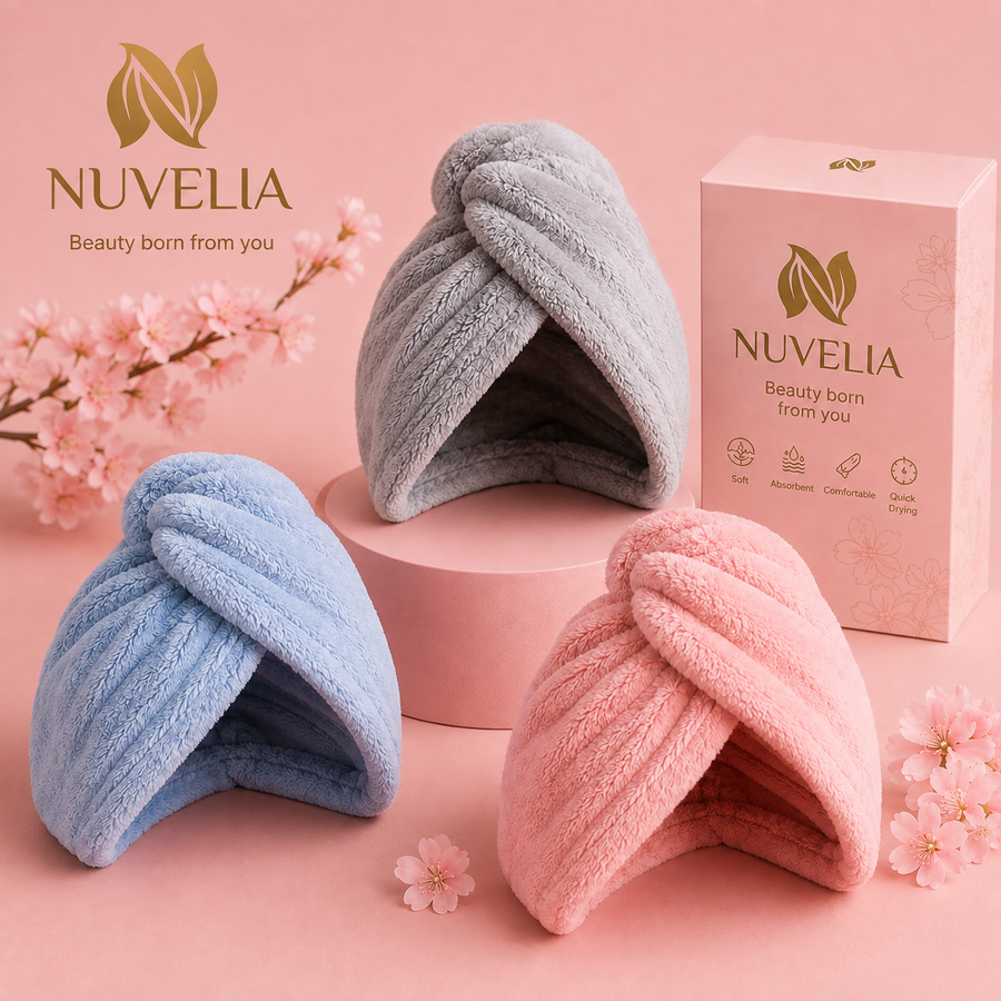 Nuvelia Quick-Dry Hair Wrap, Set of 3 – detail view