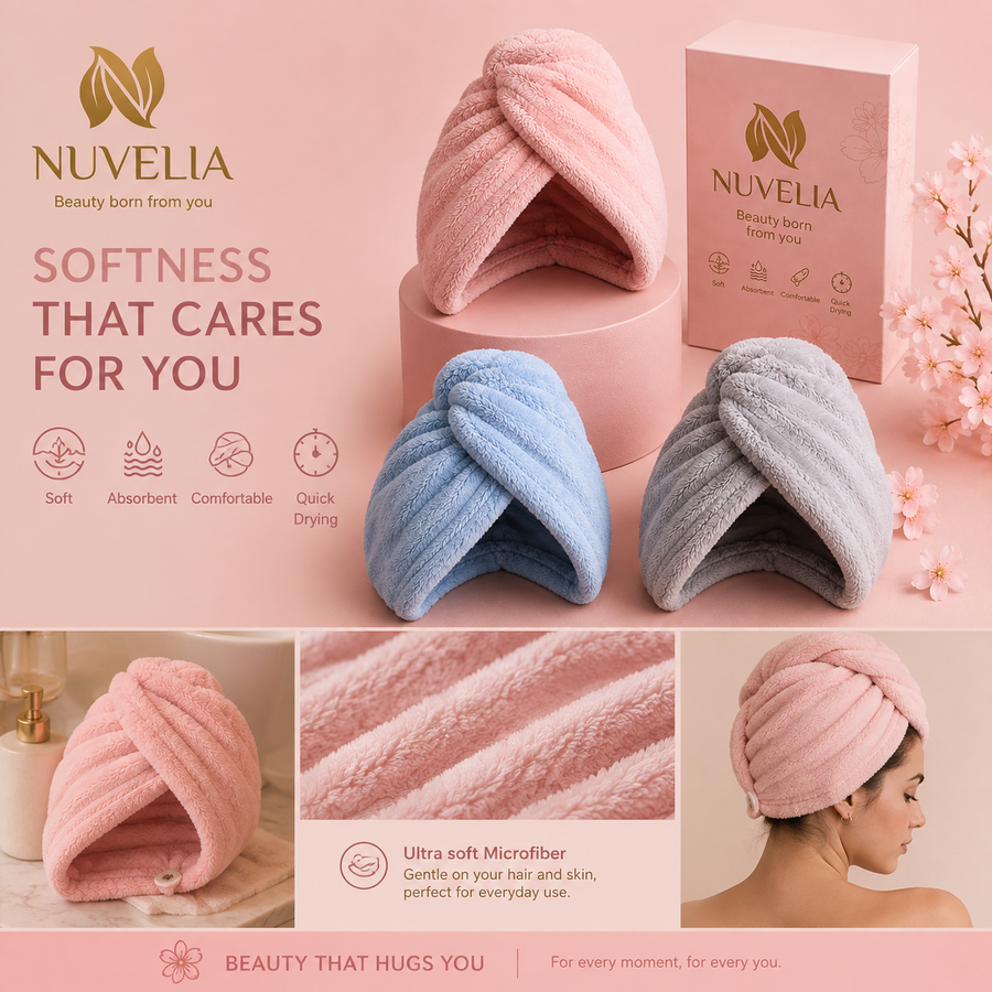 Nuvelia Quick-Dry Hair Wrap, Set of 3 – lifestyle photo